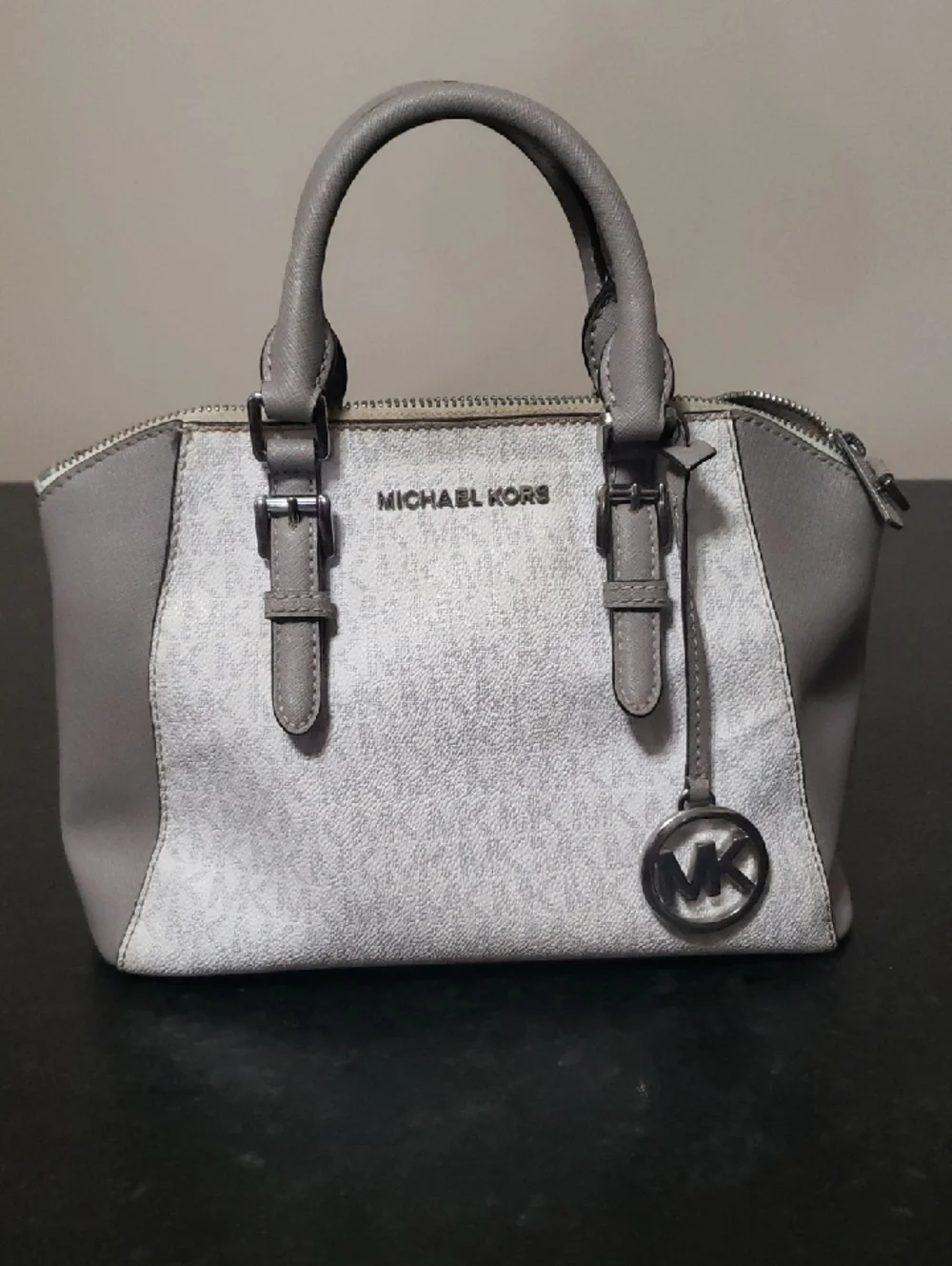 Michael Kors Silver Metallic and Gray Purse!